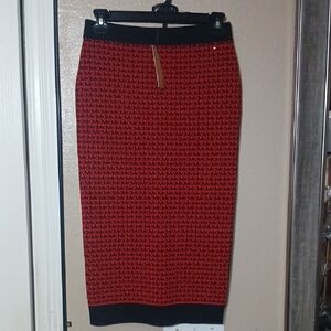 Michael Kors Black and Red Pencil Skirt